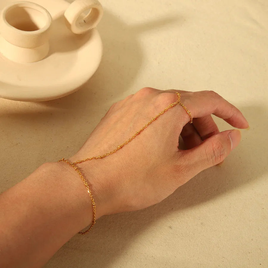 Bracelet chaîne fine élégante, acier doré — vue 7