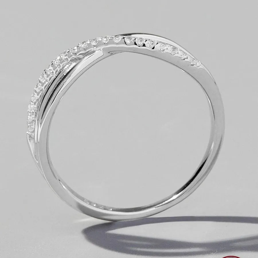 Bague croix sertie, finition or blanc — vue 6