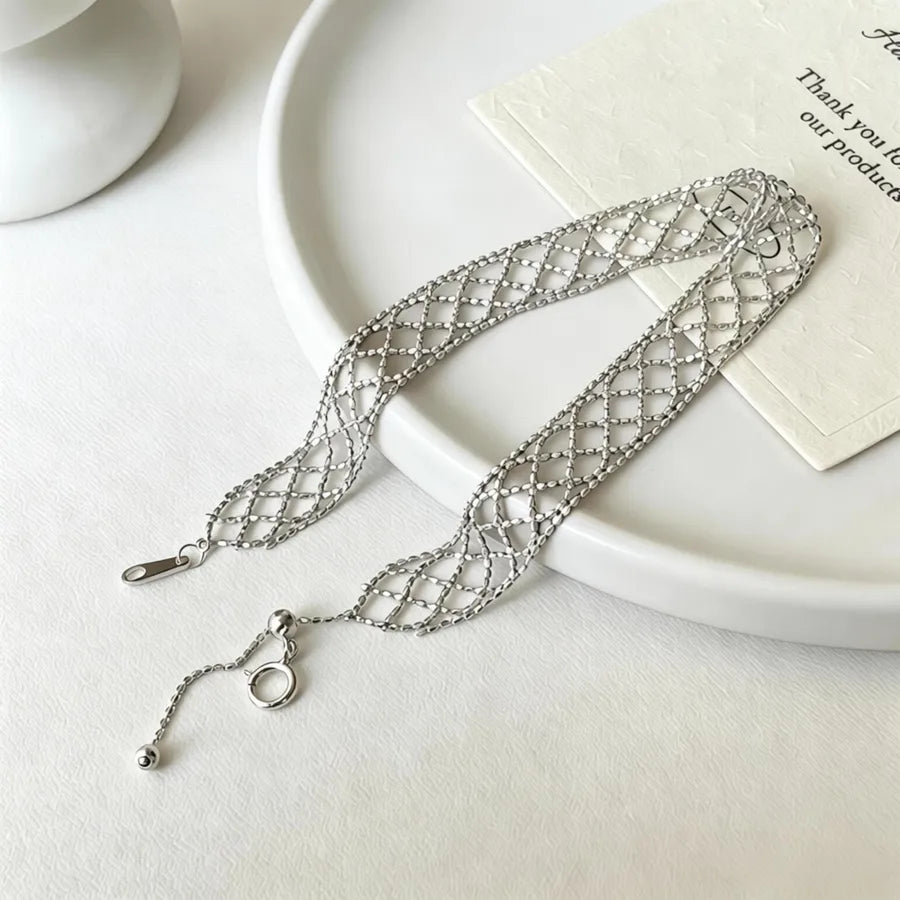 Bracelet maille quadrillée, acier doré — vue 4