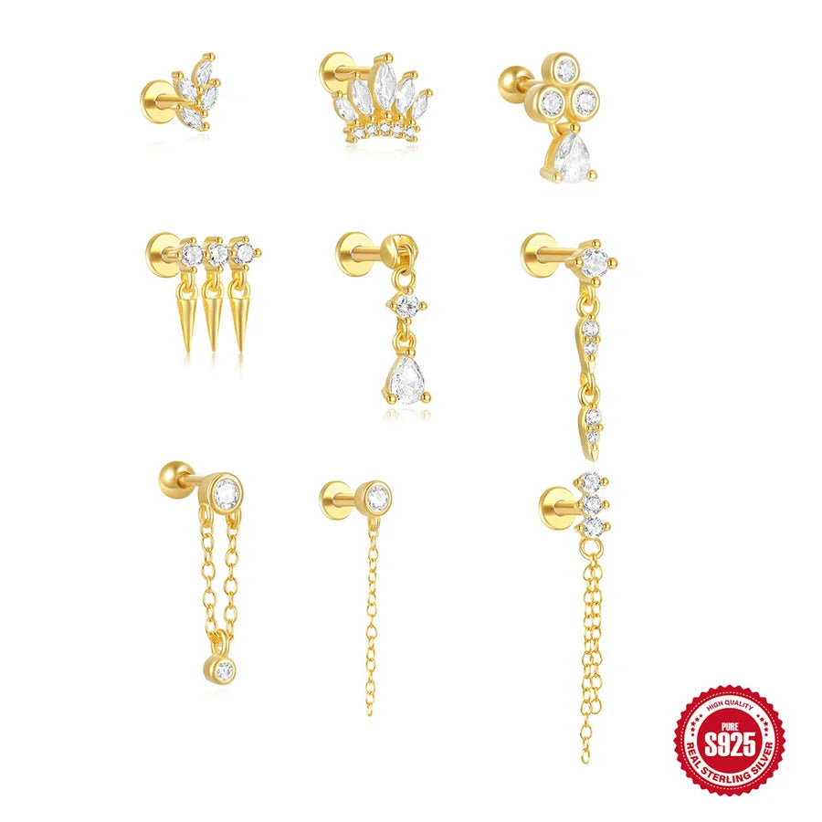 Boucles d'oreilles pendantes géométriques en argent 925