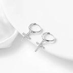 Boucles d'oreilles pendantes à croix, argent 925 — vue 5