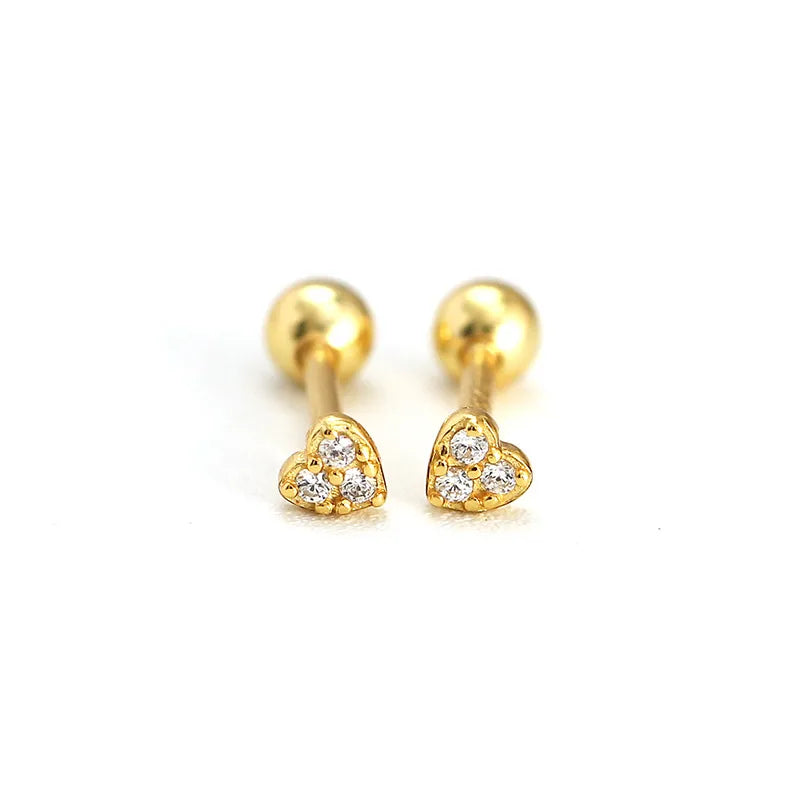 Puces d'oreilles cœur serti, argent 925 — vue 3