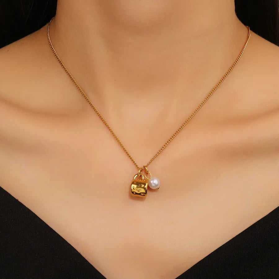 Collier à pierre naturelle ovale, chaîne dorée — vue 6