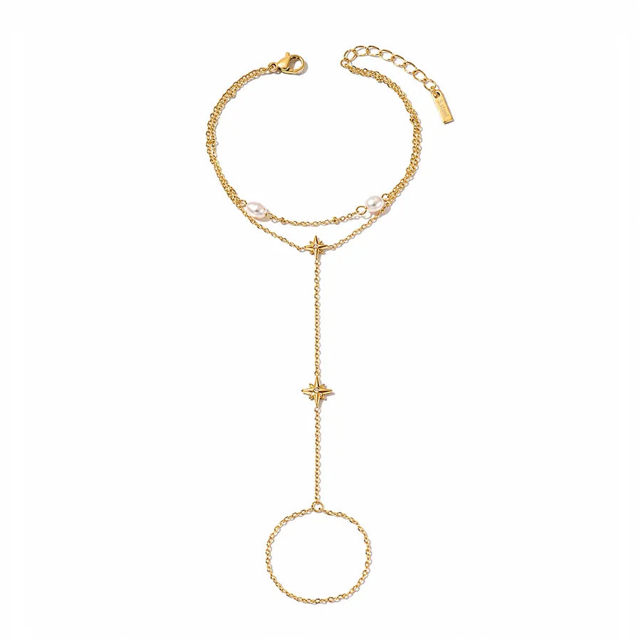 Bracelet géométrique fin en acier doré — vue 7