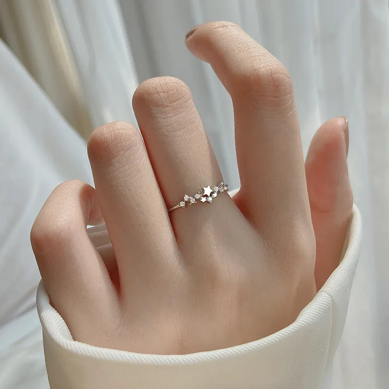 Bague étoile sertie de zircons, argent 925 — vue 5