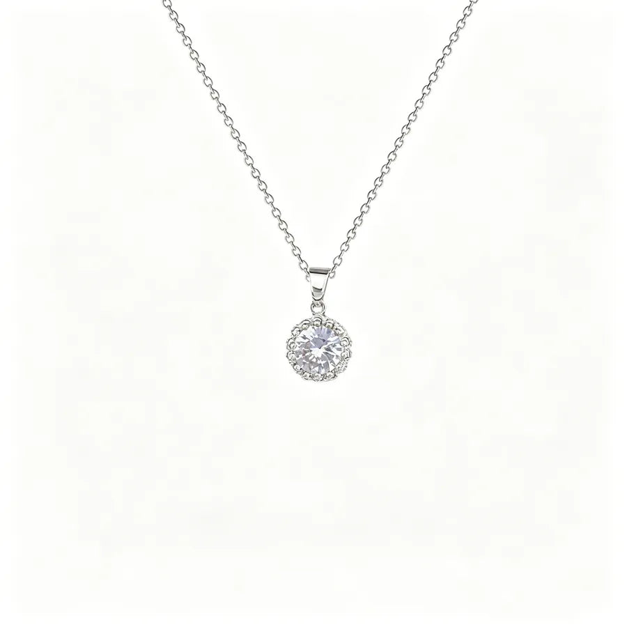 Collier à pendentif rond serti d'un zircon — vue 5