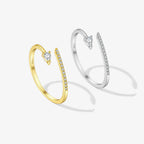 Bague ouverte bicolore sertie de zircons