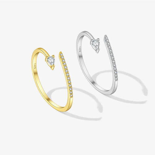 Bague ouverte bicolore sertie de zircons