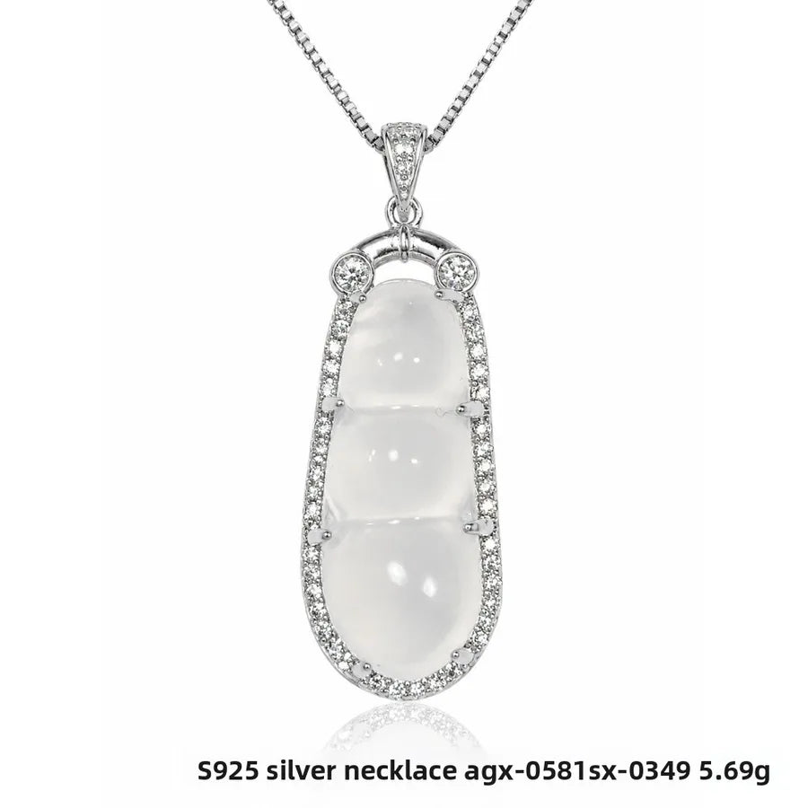 Collier à pendentif serti, argent 925 doré — vue 8