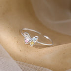 Bague ouverte à motif papillon, argent massif 925