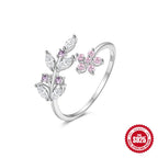 Bague feuille sertie de zircons, argent 925 — vue 4