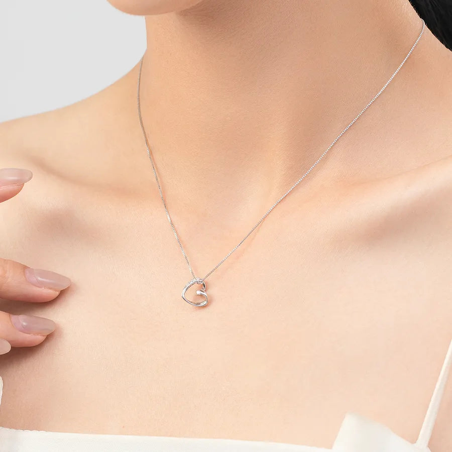 Collier cœur serti de zircons, argent 925 — vue 2