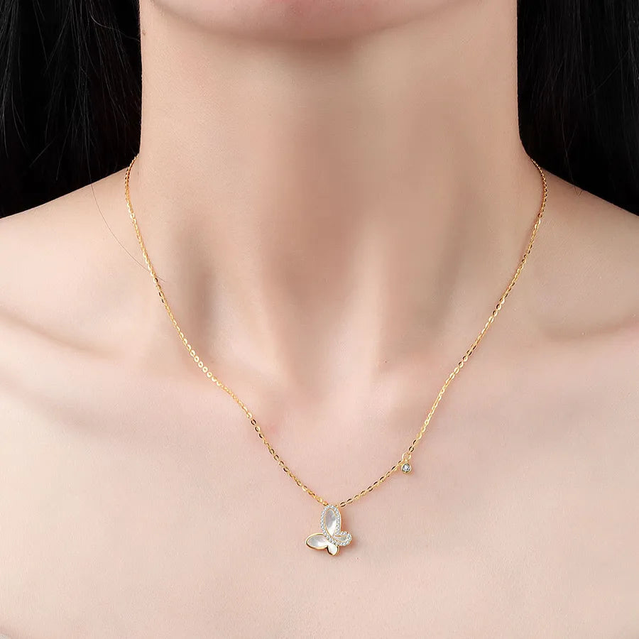 Collier papillon de nacre, argent 925 — vue 2