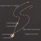 Collier croix et médaille, chaîne fine — vue 2