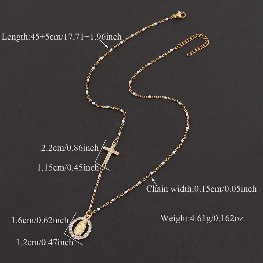 Collier croix et médaille, chaîne fine — vue 2