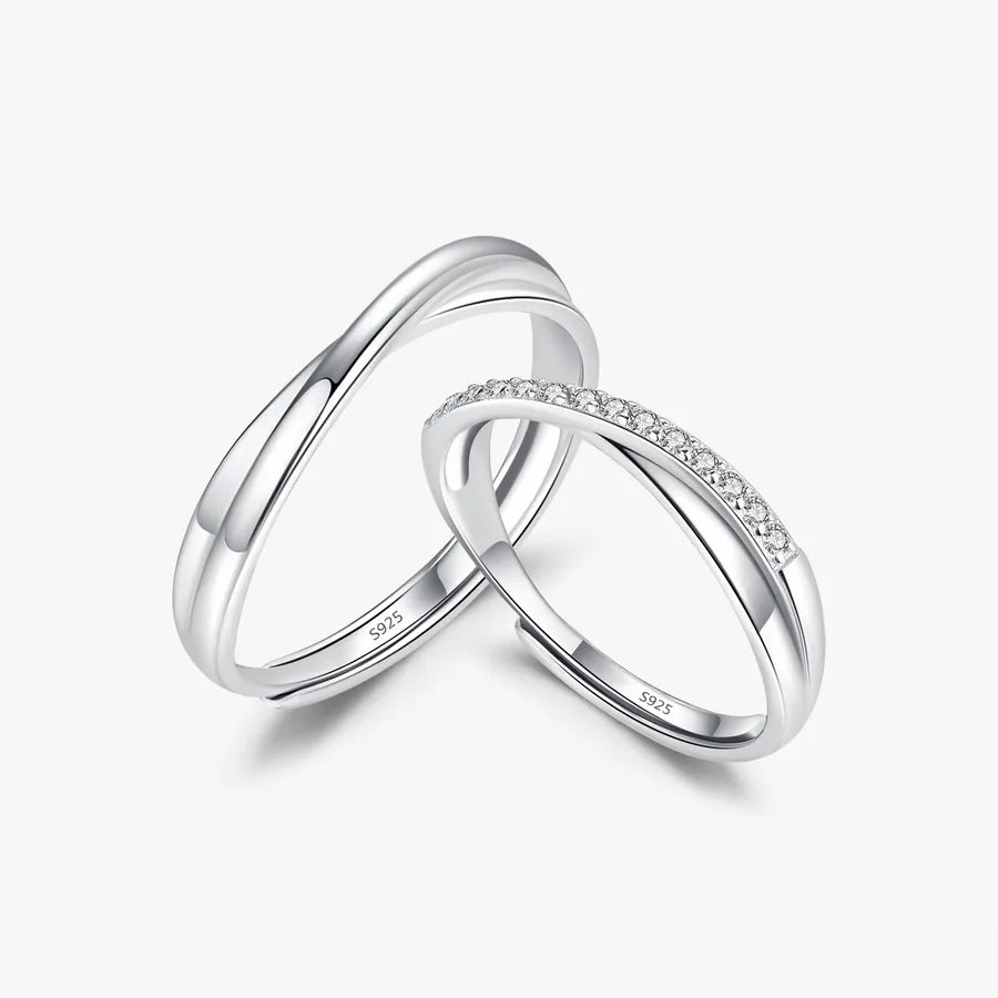Bague ajustable sertie de zircons, rhodiée — vue 7