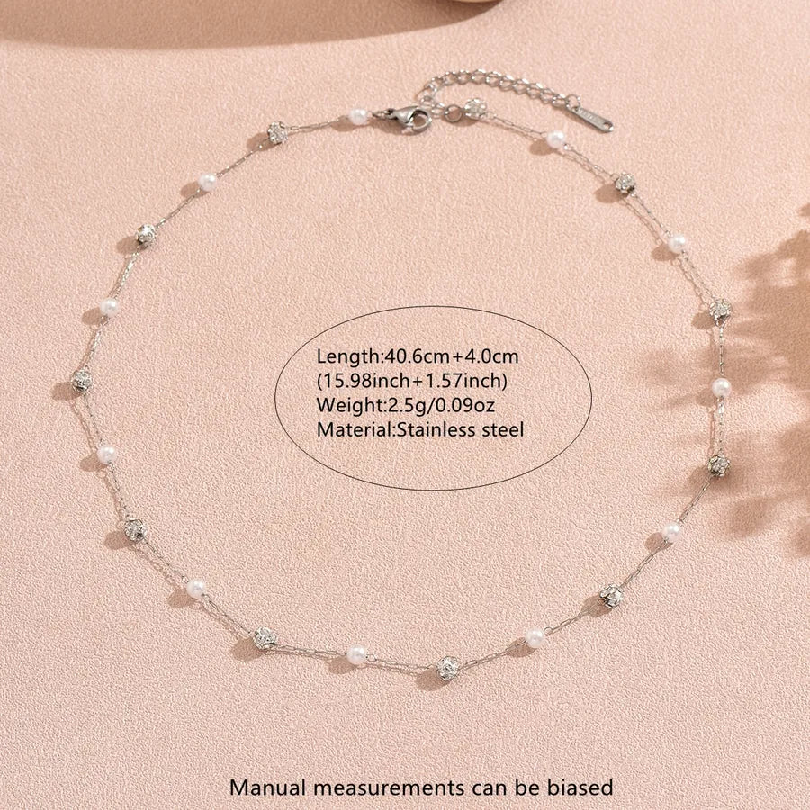 Collier de perles rondes à fermoir argenté — vue 2