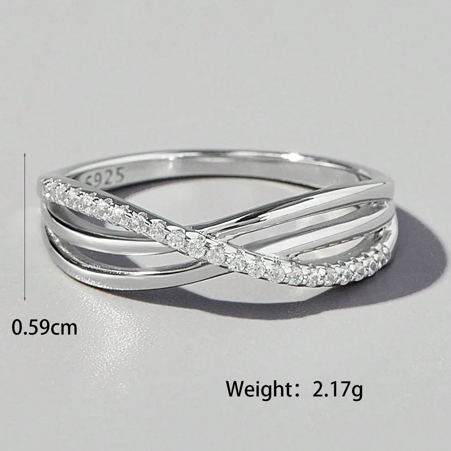 Bague croix sertie, finition or blanc — vue 7