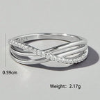 Bague croix sertie, finition or blanc — vue 7