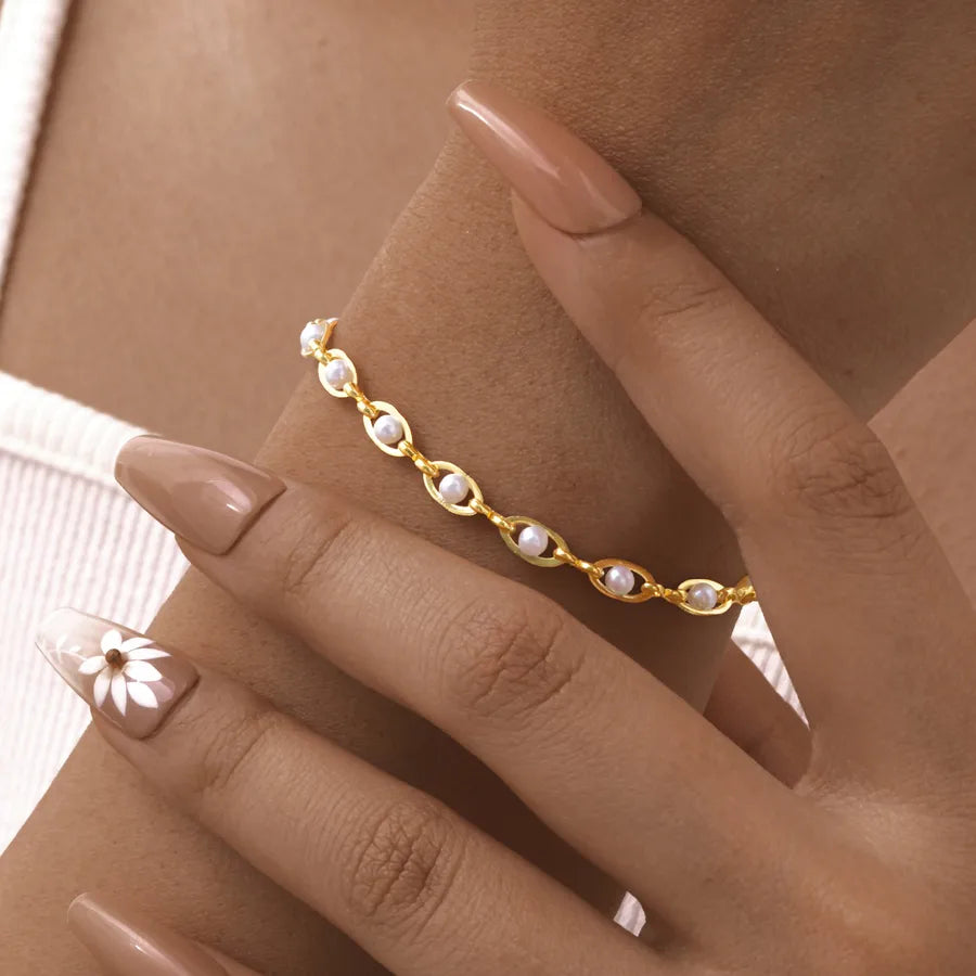 Bracelet à motif géométrique en cuivre doré — vue 7