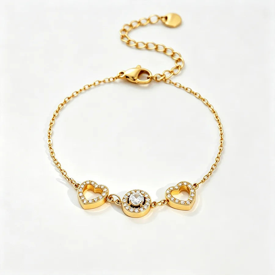 Bracelet cœur doré sur chaîne fine — vue 6