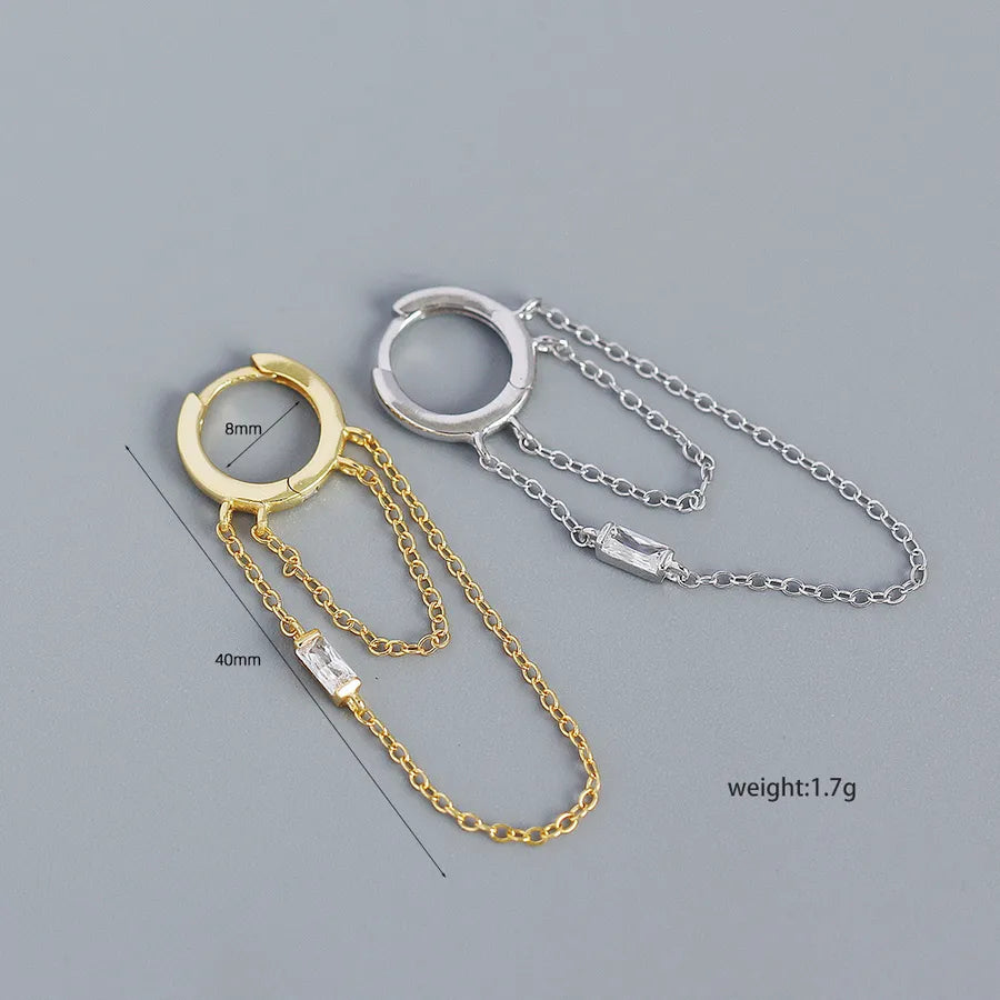 Boucles d'oreilles à pierre, monture géométrique — vue 2