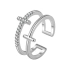 Bague ouverte à croix sertie de zircons — vue 4