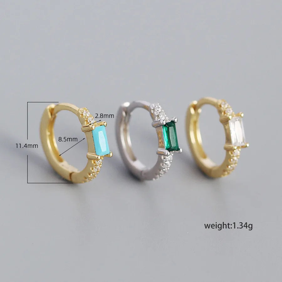 Boucles d'oreilles à zircon rectangle — vue 2