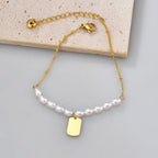 Bracelet perle et maille vénitienne dorée — vue 5