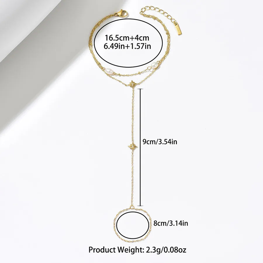Bracelet géométrique fin en acier doré — vue 6