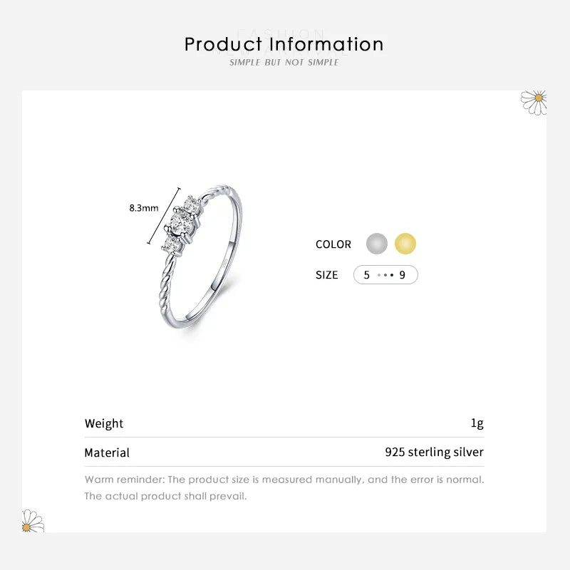 Bague à anneau torsadé serti de zircons — vue 2