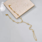 Bracelet fin serti de zircons, acier doré — vue 4