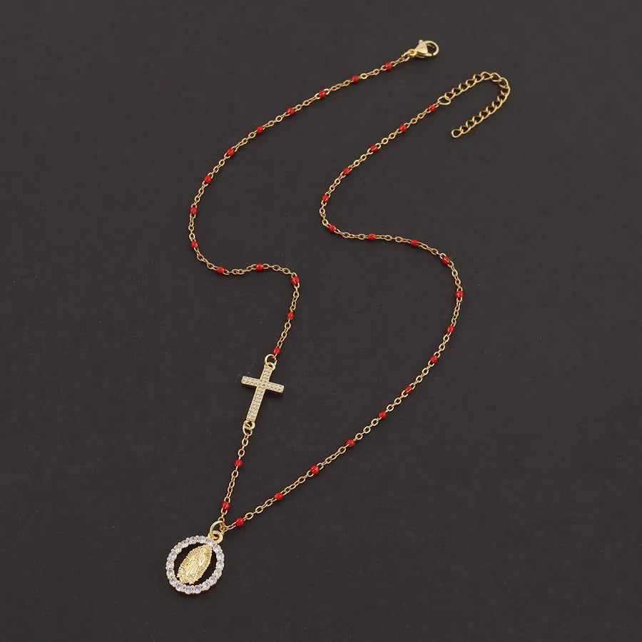 Collier croix et médaille, chaîne fine — vue 4