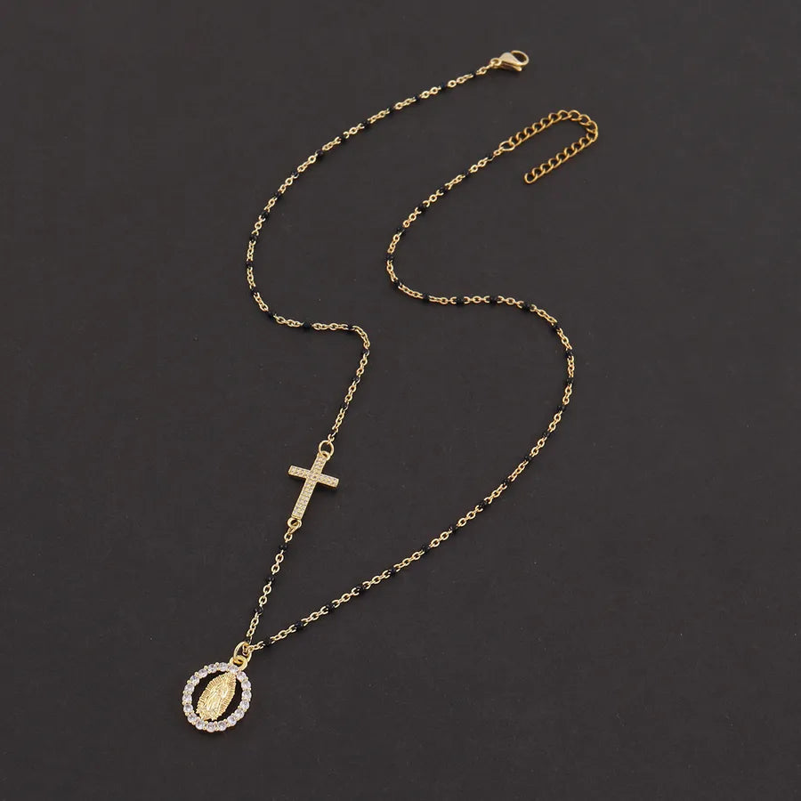 Collier croix et médaille, chaîne fine — vue 3