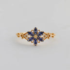 Bague fleur pavée de pierres en argent massif 925