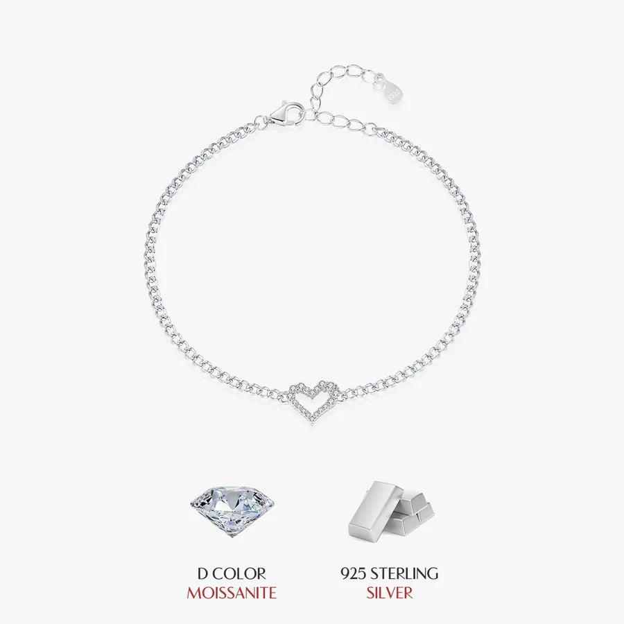 Bracelet tennis à ligne de moissanites serties, argent 925