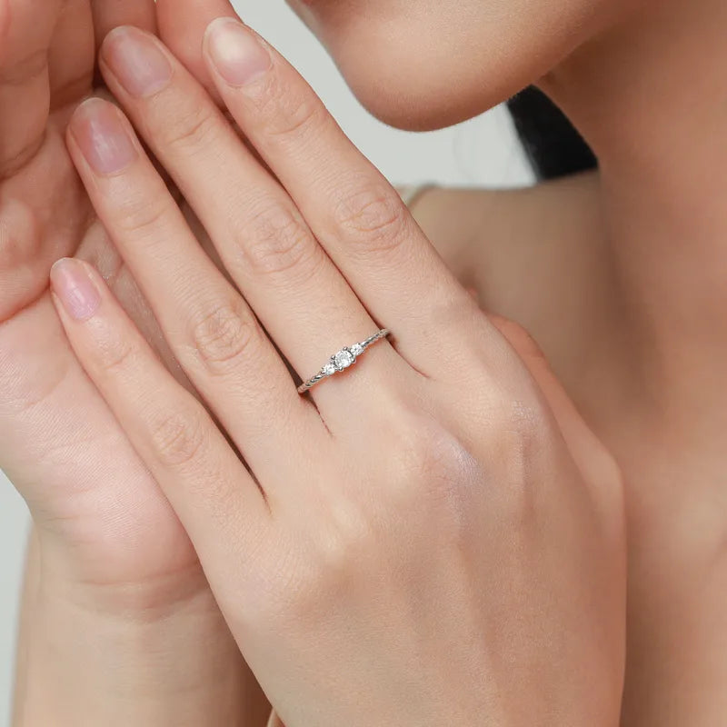 Bague solitaire ronde, argent massif 925 — vue 3