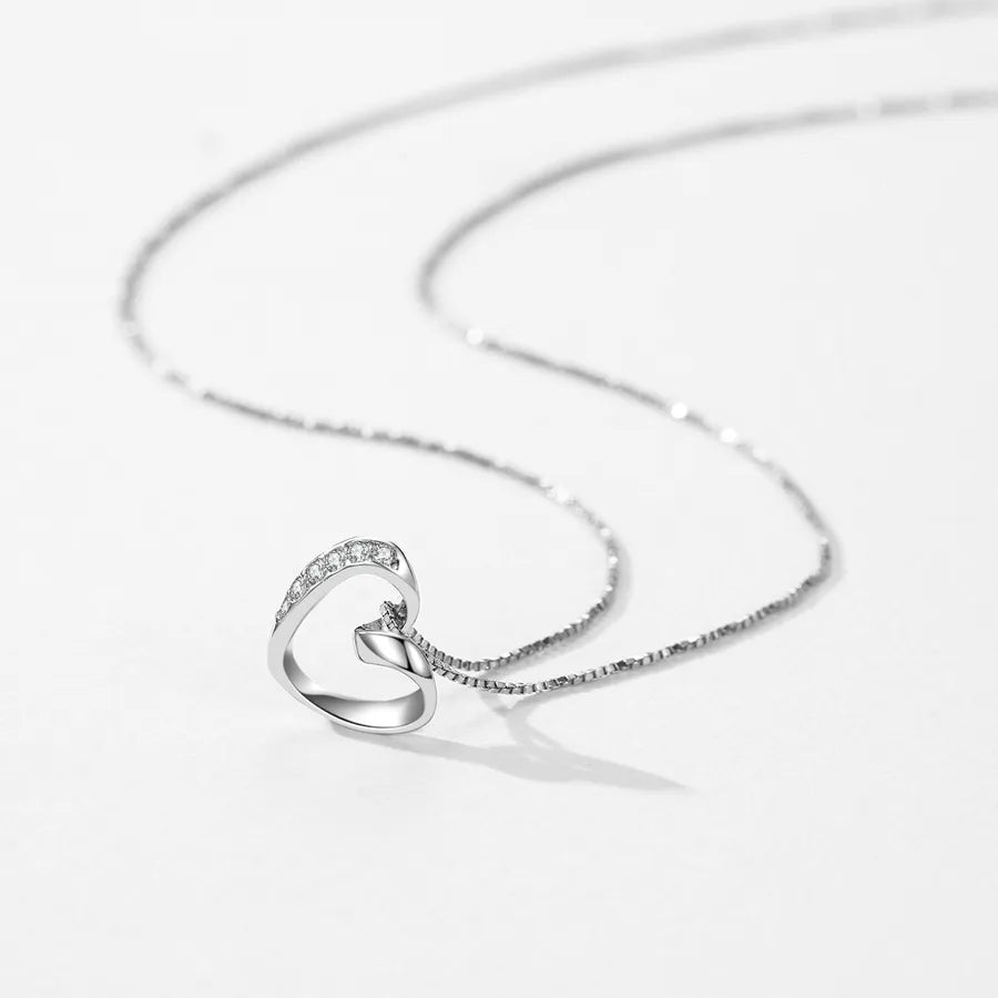 Collier cœur serti de zircons, argent 925 — vue 4