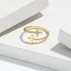 Bague ouverte à croix pavée de zircons — vue 5