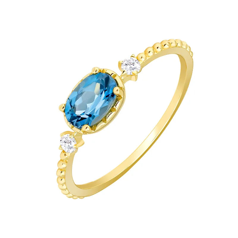 Bague à pierre bleue, monture géométrique — vue 6