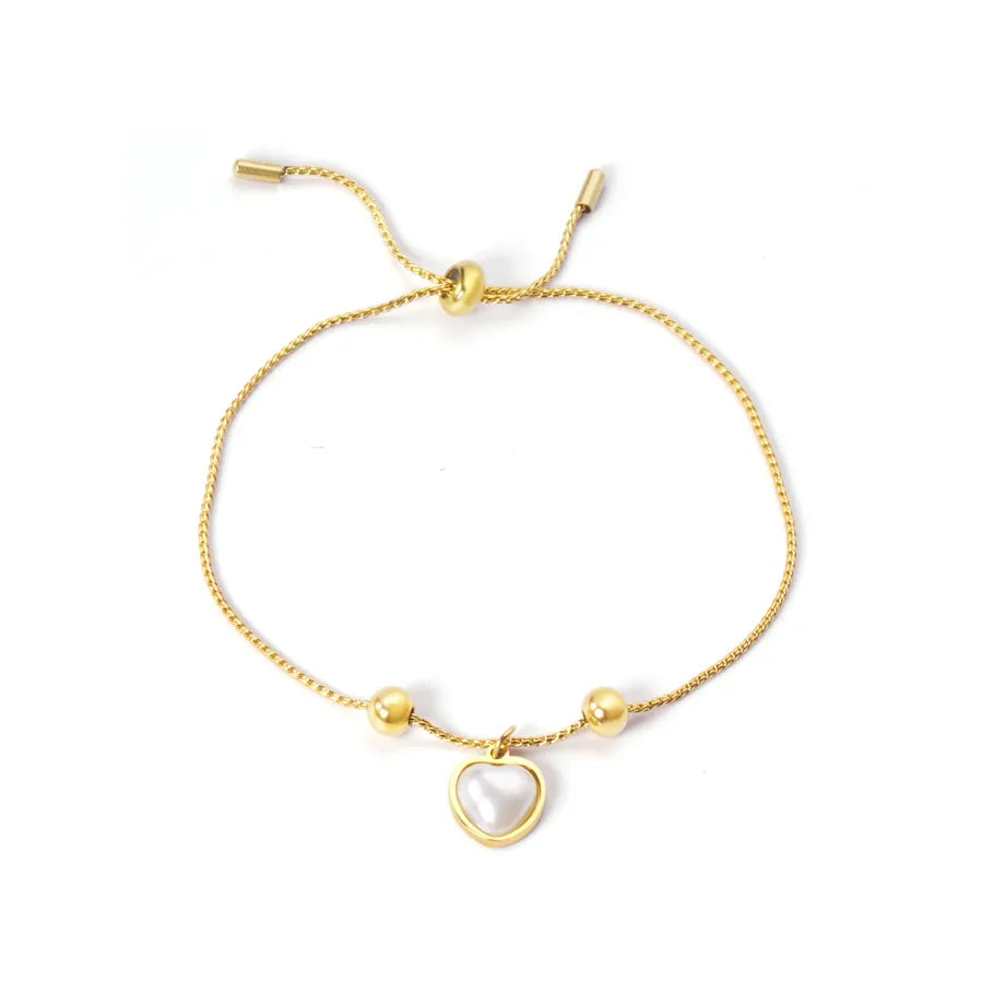 Bracelet cœur et perle sur chaîne réglable — vue 5