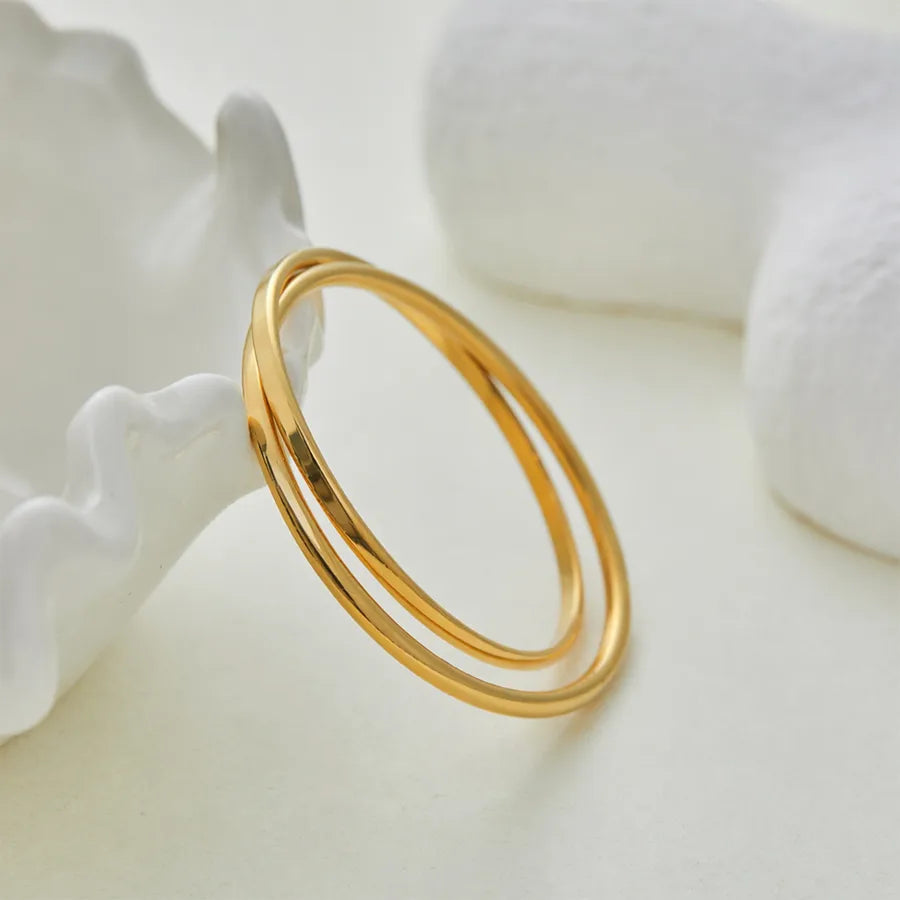 Bracelet aux maillons irréguliers, acier doré — vue 3