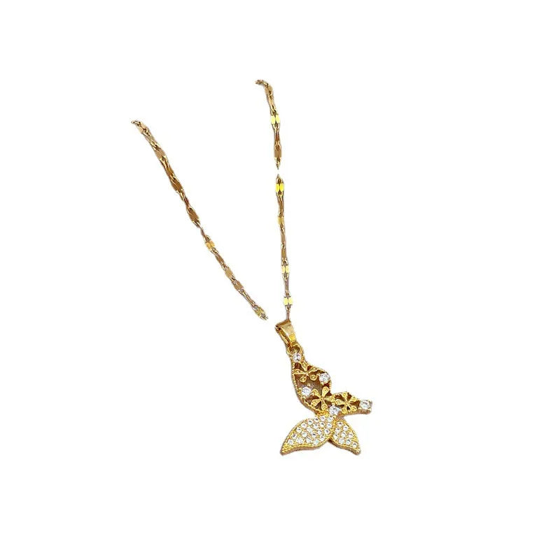 Collier papillon ajouré serti, chaîne dorée — vue 4