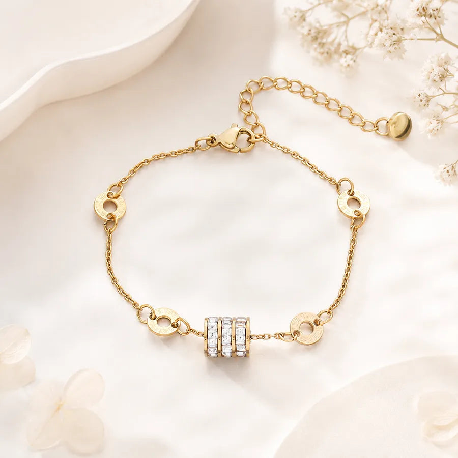 Bracelet maille cubaine revisitée, acier doré — vue 3