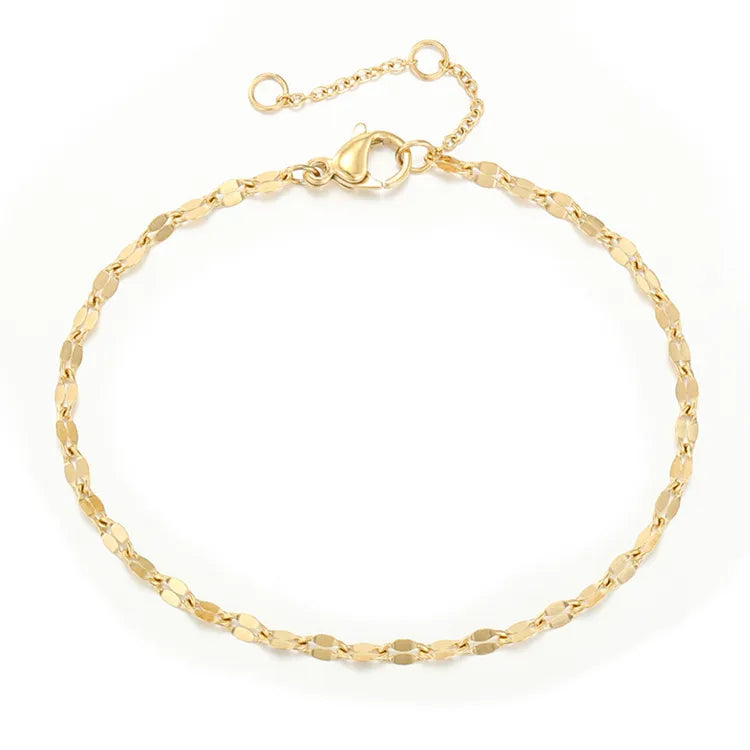 Bracelet fin ajustable en acier inoxydable doré — vue 3