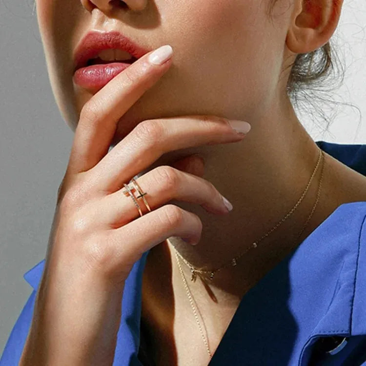 Bague à deux croix superposées, argent 925 — vue 4