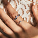 Bague à monture en vague façon couronne, argent massif 925