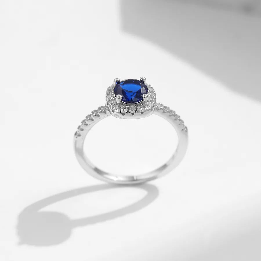 Bague à zircon rond, finition rhodiée — vue 4