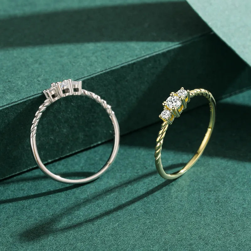 Bague solitaire ronde, argent massif 925 — vue 6