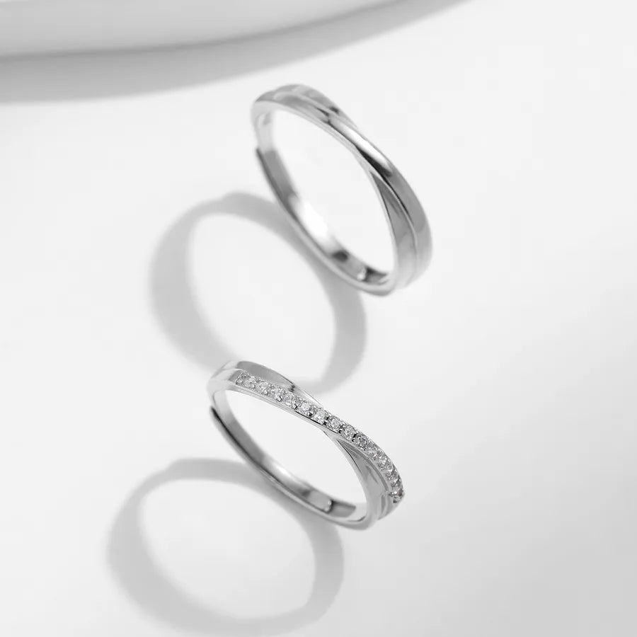 Bague ajustable sertie de zircons, rhodiée — vue 6